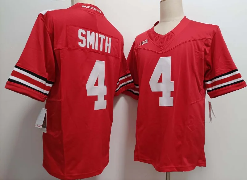 O.State Buckeyes #4 Jeremiah Smith Red FUSE Football Stitched American College Jerseys