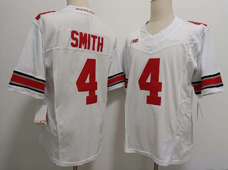 O.State Buckeyes #4 Jeremiah Smith White FUSE Stitched American College Jerseys