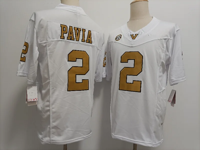 V.Commodores #2 Diego Pavia White Gold FUSE Football Stitched American College Jerseys