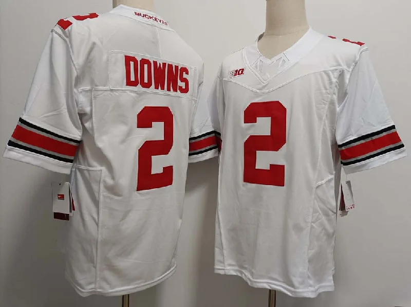 O.State Buckeyes #2 Caleb Downs White FUSE Football Stitched American College Jerseys