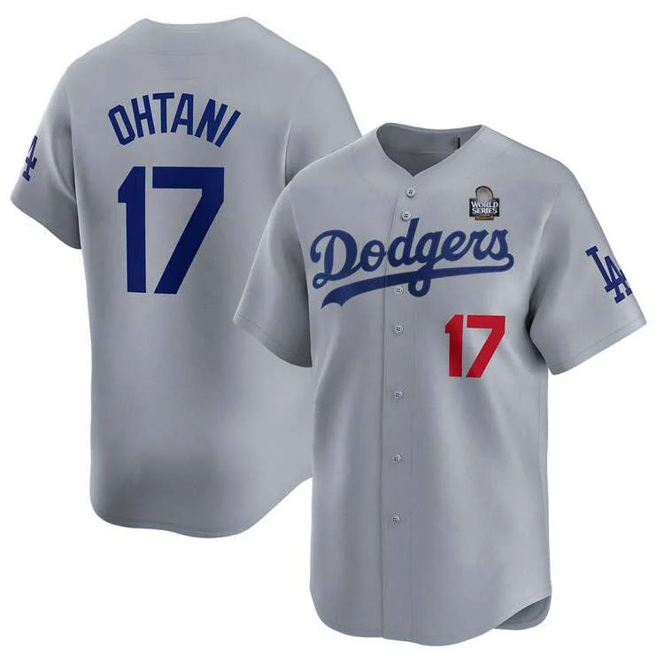 Los Angeles Dodgers #17 Shohei Ohtani Gray 2024 World Series Home Limited Cool Base Stitched Baseball Jersey