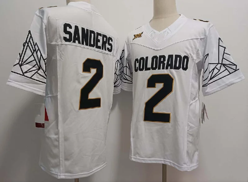 C.Buffaloes #2 Shedeur Sanders White Black 2024 Limited FUSE Football Stitched American College Jerseys