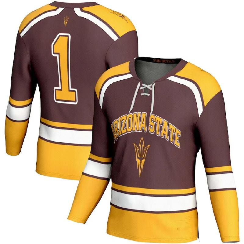 #1 A.State Sun Devils GameDay Greats Ice Hockey Fashion Jersey - Maroon Stitched American College Jerseys