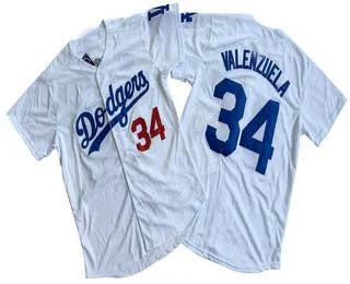 Los Angeles Dodgers #34 Fernando Valenzuela Number White Limited Stitched Baseball Jersey