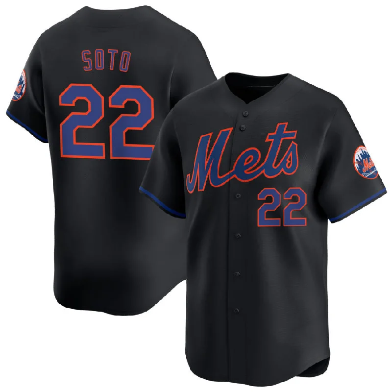 New York Mets #22 Juan Soto Home Replica Player Jersey - Black Stitched Baseball Jersey