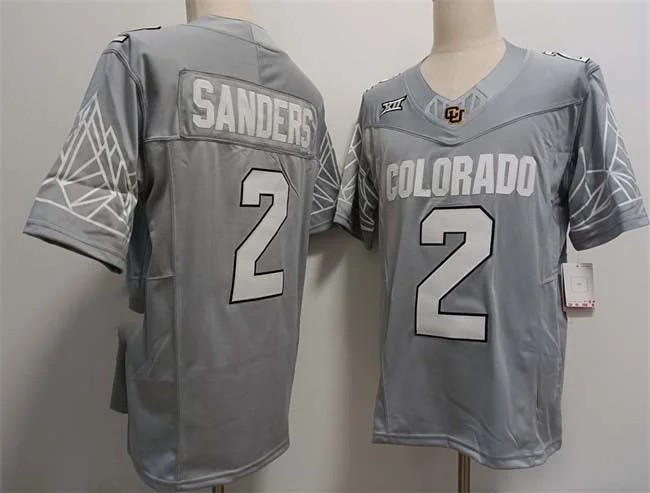 C.Buffaloes #2 Shadeur Sanders Grey With XII Patch 2024 F.U.S.E Stitched Football Stitched American College Jerseys