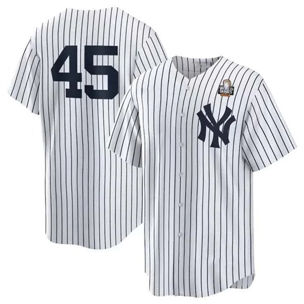 New York Yankees #45 Gerrit Cole White 2024 World Series Cool Base Stitched Baseball Jersey