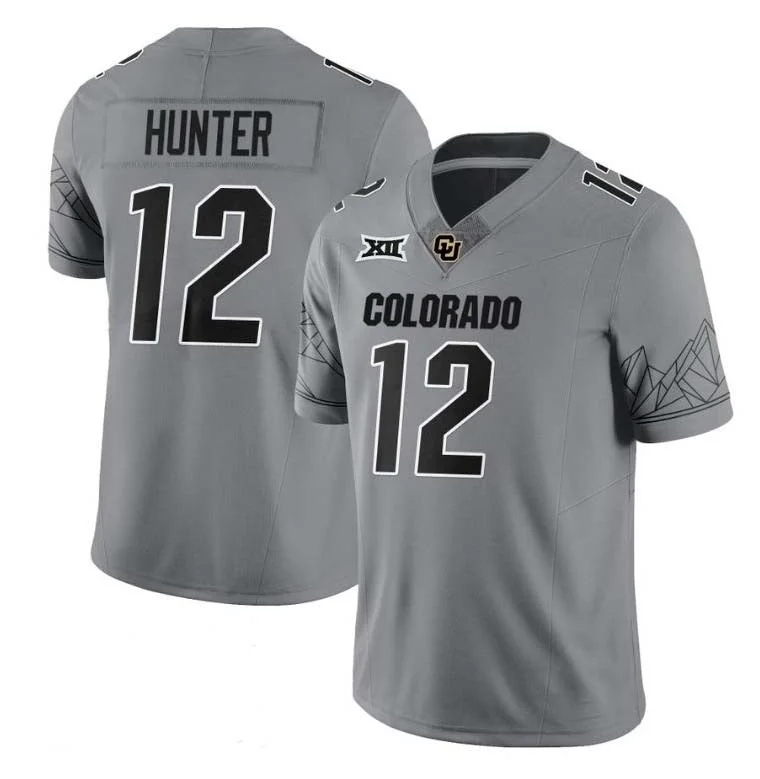 C.Buffaloes #12 Travis Hunter 2024 Gray Home Football Stitched American College Jerseys