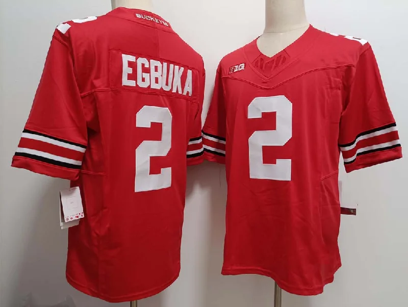 O.State Buckeyes #2 Emeka Egbuka Red FUSE Football Stitched American College Jerseys