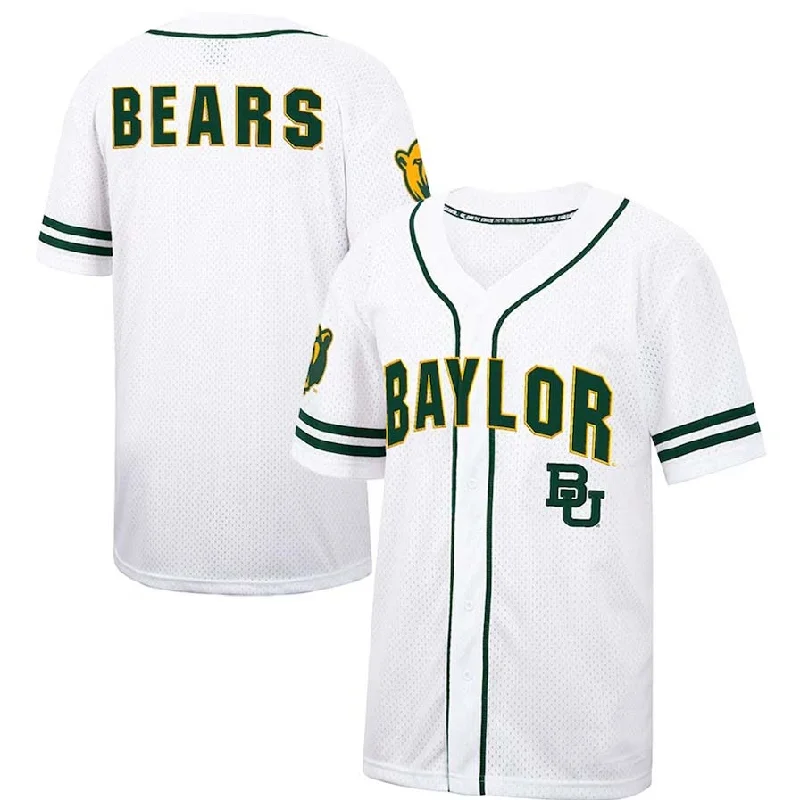 B.Bears Colosseum Free Spirited Mesh Button-Up Baseball Jersey - White Stitched American College Jerseys