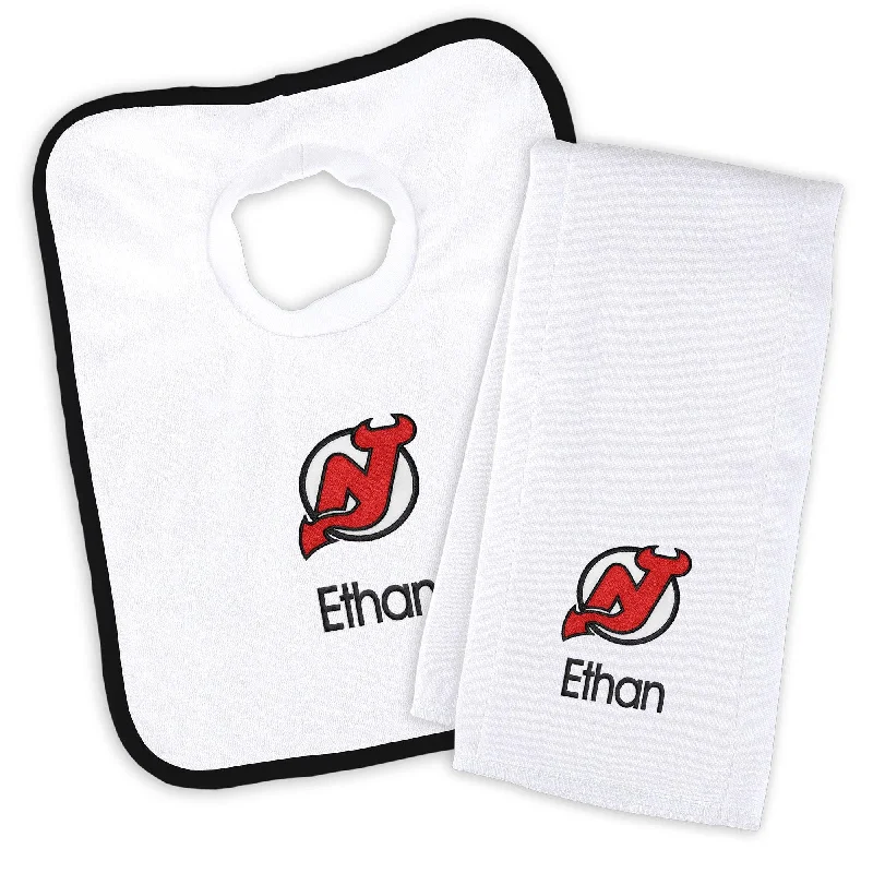 Personalized New Jersey Devils Bib & Burp Cloth Set