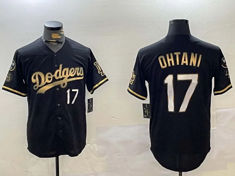 Los Angeles Dodgers #17 Shohei Ohtani Black Gold World Series Champions Cool Base Stitched Baseball Jersey