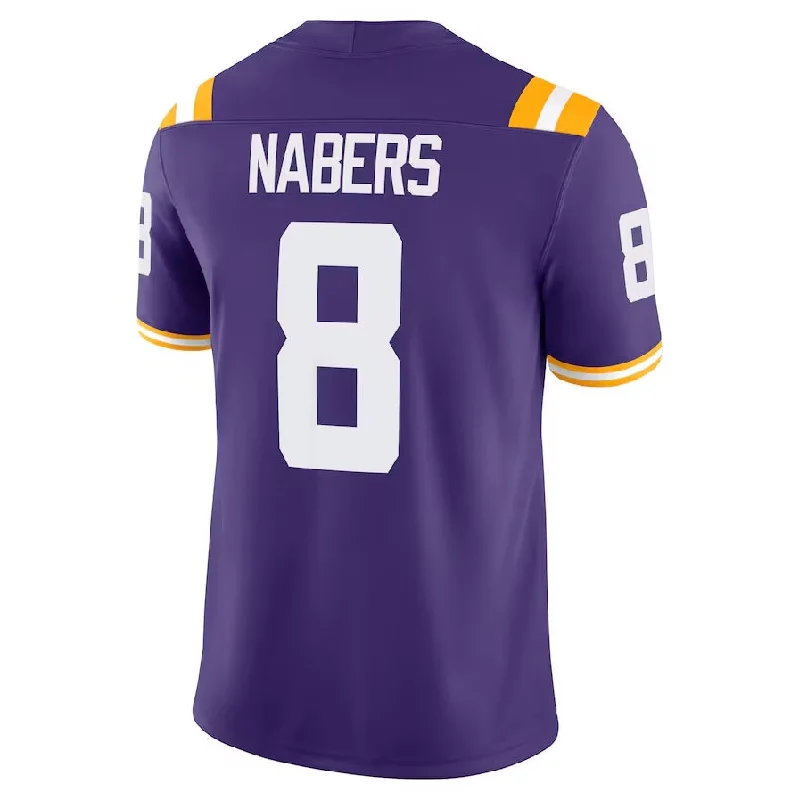 L.Tigers #8 Malik Nabers Purple Player Game American College Jerseys