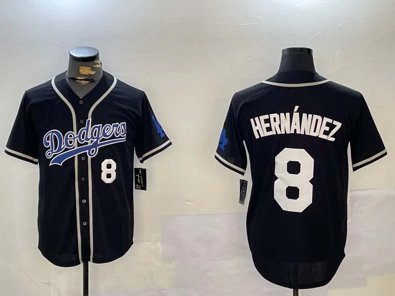 Los Angeles Dodgers #8 Enrique Hernández Black Cool Base Stitched Baseball Jersey