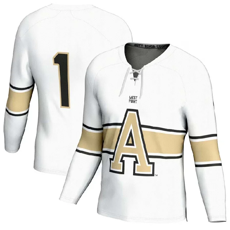 #1 A.Black Knights GameDay Greats Hockey Fashion Jersey - White Stitched American College Jerseys