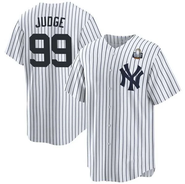 New York Yankees #99 Aaron Judge White 2024 World Series With Name Cool Base Stitched Baseball Jersey