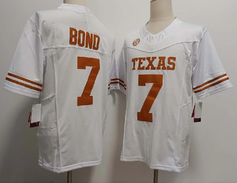 T.Longhorns #7 Isaiah Bond White FUSE Stitched American College Jerseys