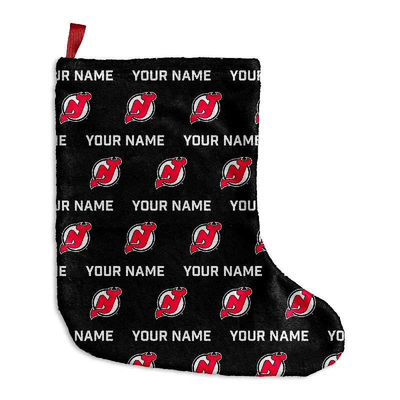 Personalized New Jersey Devils Pattern Christmas Stocking - 9"x16"