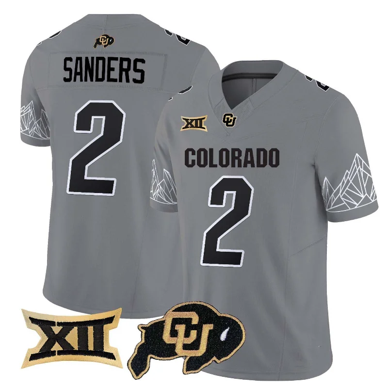 C.Buffaloes #2 Shadeur Sanders 2024 Gray Home Football Stitched American College Jerseys