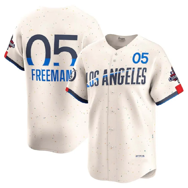 Los Angeles Dodgers #05 Freddie Freeman Cream 2024 World Series Champions City Connect Limited Player Stitched Baseball Jersey