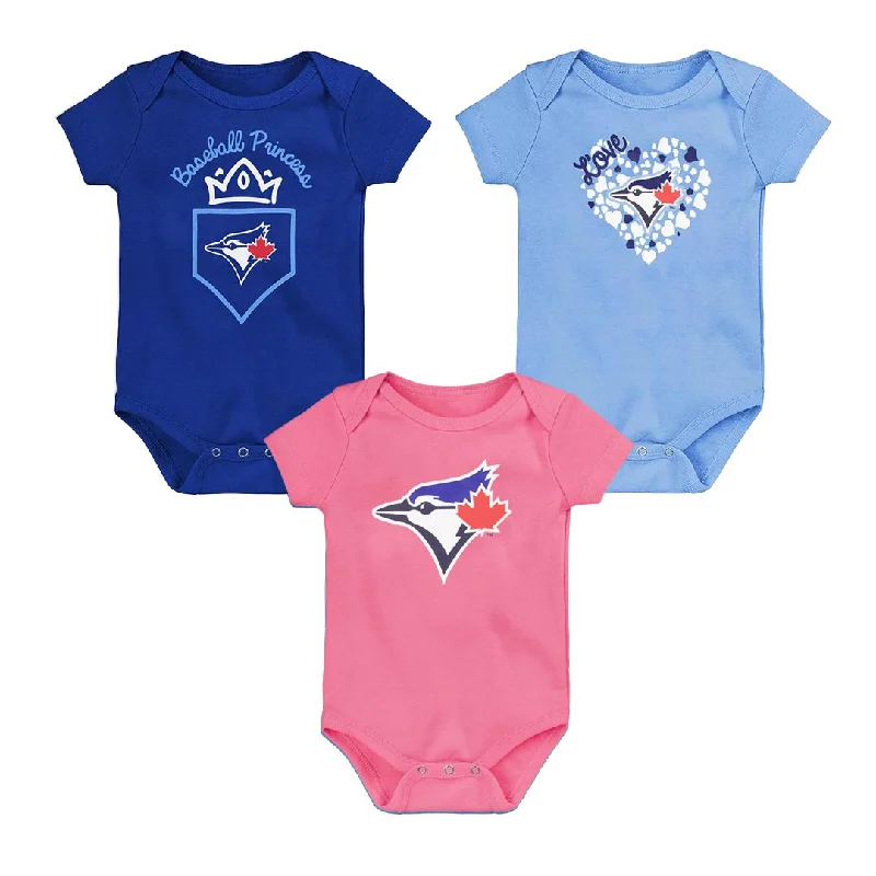 MLB - Girls' (Infant) Toronto Blue Jays Home Run Baby 3 Pack Creeper Set (HK3I1SC4A TBJ)