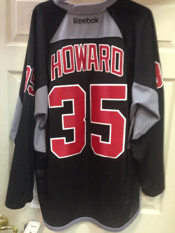 Howard Detroit Red Wings Black Practice Jersey Two Color Lettering