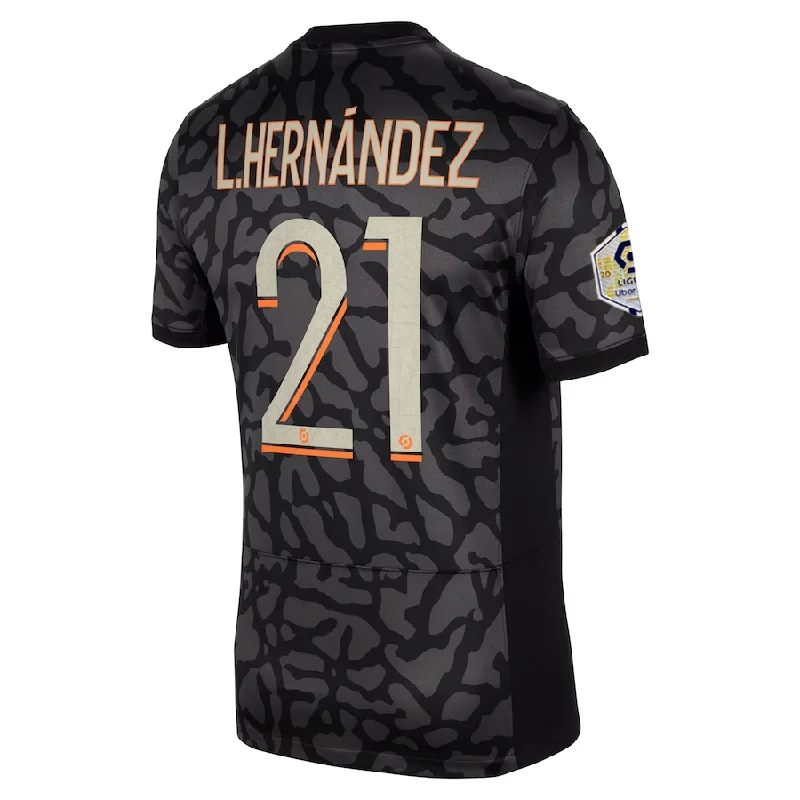 Nike Paris Saint-Germain Lucas Hernandez Third Jersey w/ Ligue 1 Patch 23/24 (Anthracite/Black/Stone)