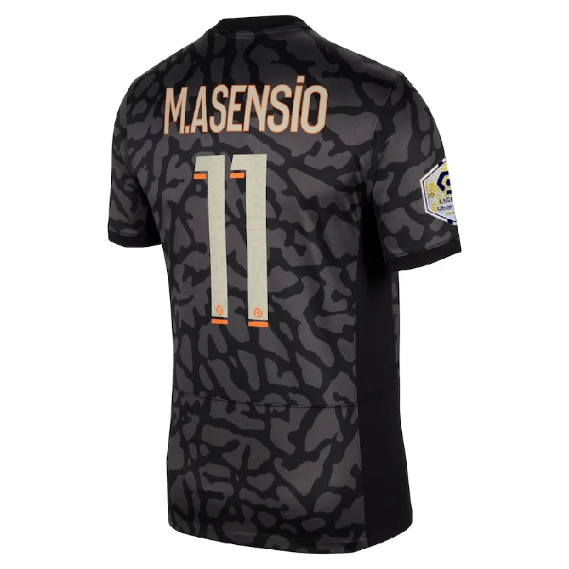 Nike Paris Saint-Germain Marco Asensio Third Jersey w/ Ligue 1 Patch 23/24 (Anthracite/Black/Stone)