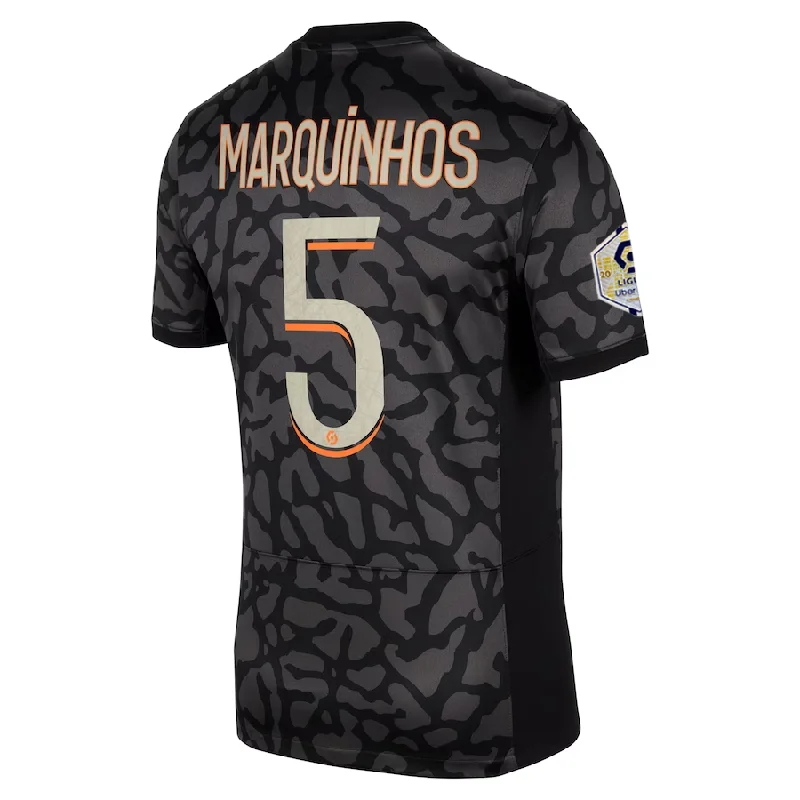 Nike Paris Saint-Germain Marquinhos Third Jersey w/ Ligue 1 Patch 23/24 (Anthracite/Black/Stone)